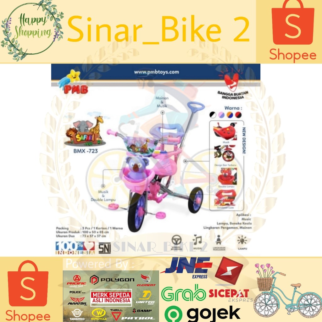 Sepeda Anak Roda Tiga Baby Tricycle Pmb Bmx 723 Safari