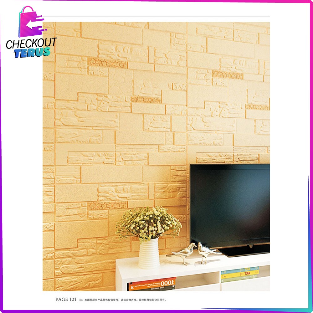 CT C217 C224 Wallpaper 3D Foam Motif Bata Sticker Dinding Wallfoam Dekorasi Kamar Stiker Tembok Ruang Tamu