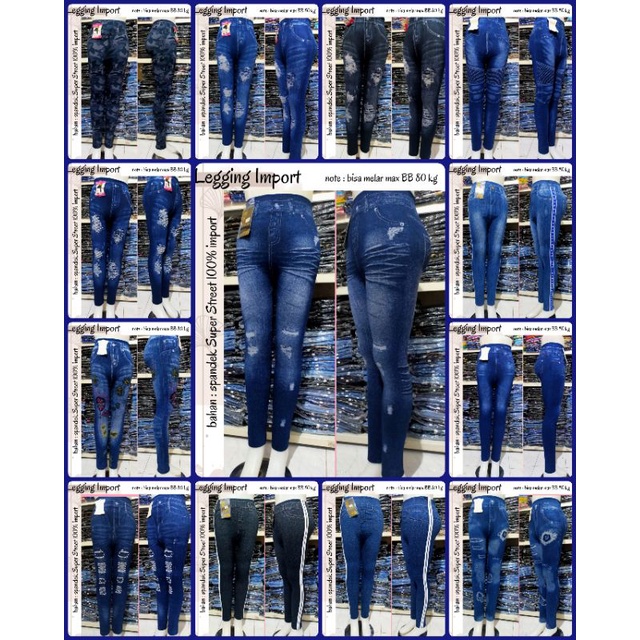 New Legging Import //Legging motif jeans //Legging senam