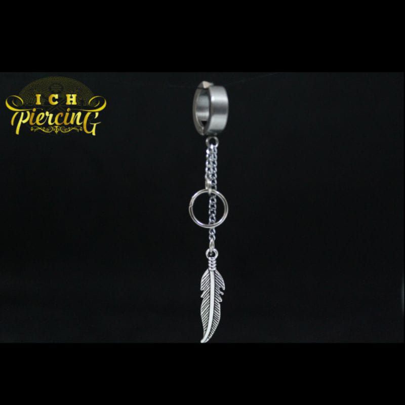 TERLARIS Anting Tindik dan Jepit Style Fashion Pria wanita Korea Model bulu Rantai