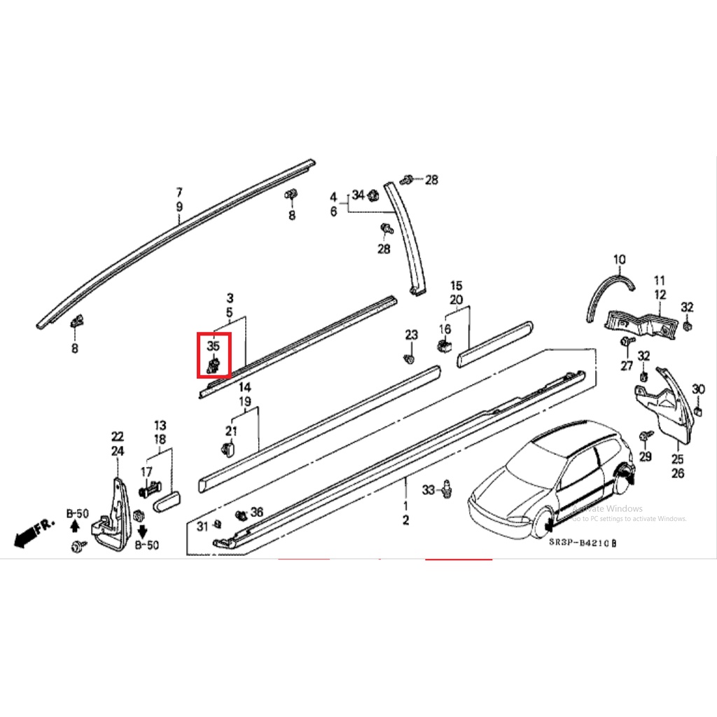 clip clep klem clem klip pelipit kaca pintu luar molding door civic genio estilo 1992 1993 1994 1995