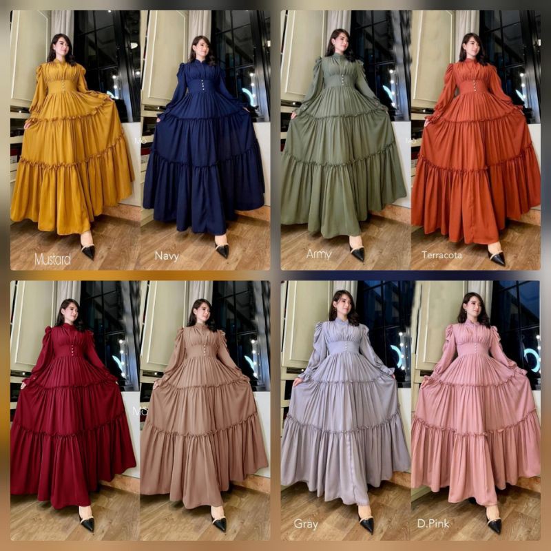 MAXY MAHADEWI PAKAIAN WANITA KEMBANG GAMIS DRESS MAXI MOSCREPE MS ADA VIDEO REAL PICT