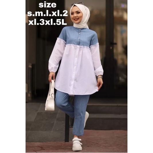 Ainun Kemeja Wanita Atasan Jumbo Blouse Big size Pakaian Wanita Over Size S M L XL XXL XXXL 5L