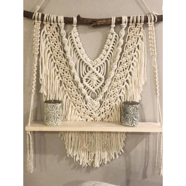 READY STOK) macrame rak kayu/ Macrame ambalan/ Rak buku/ Dekorasi rumah