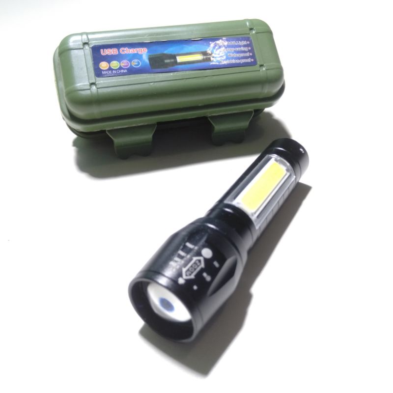 Senter mini led zoom Charger usb