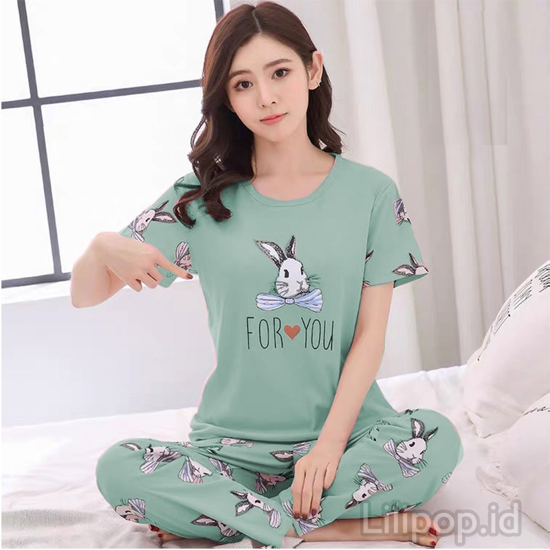 Baju Tidur Stelan Wanita Celana Panjang Dewasa Allsize Cp-For you army