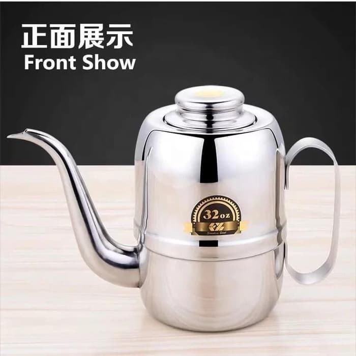 Teko Kopi Leher Angsa / Teko Stainless Steel / Goose Neck Kettle Ukuran 32OZ Water Kettle Coffee