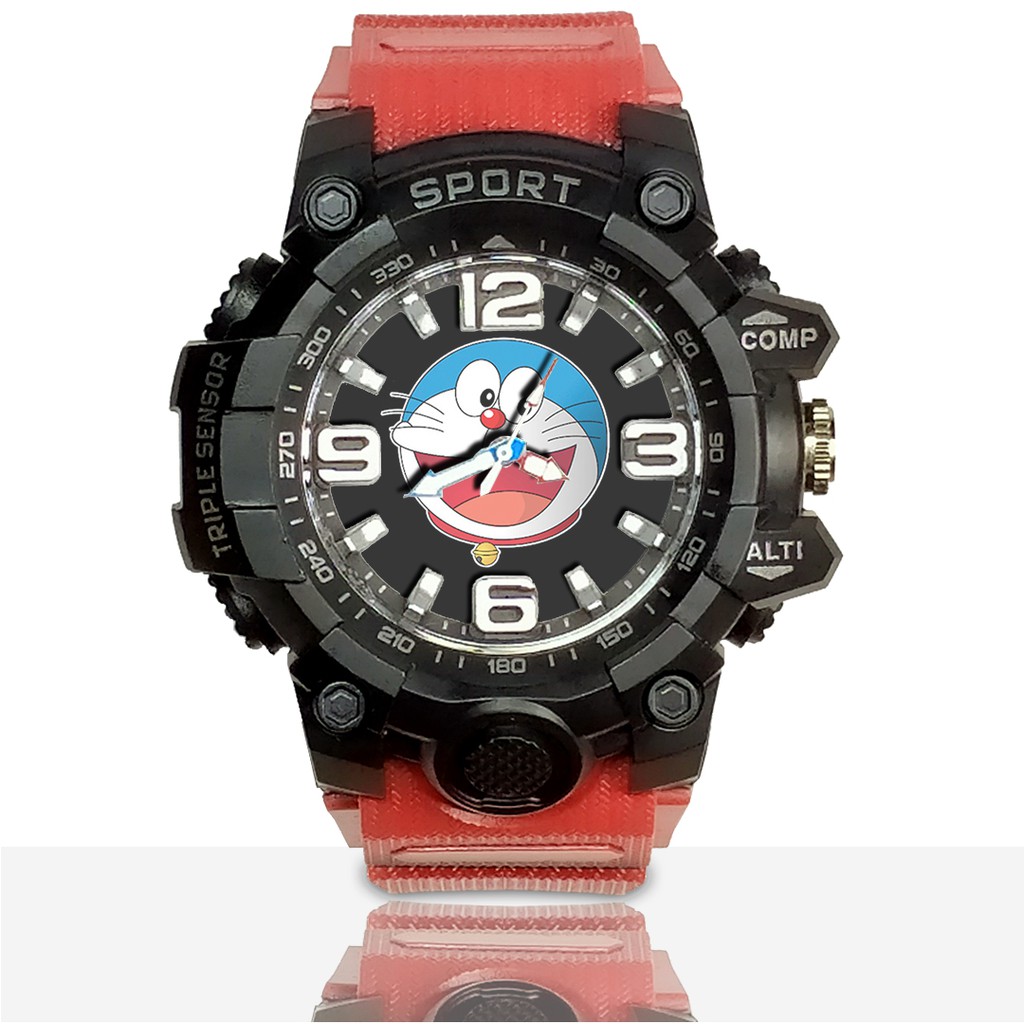 Jam Tangan Custom DORAEMON motif 4 Ruber- Water Resistant