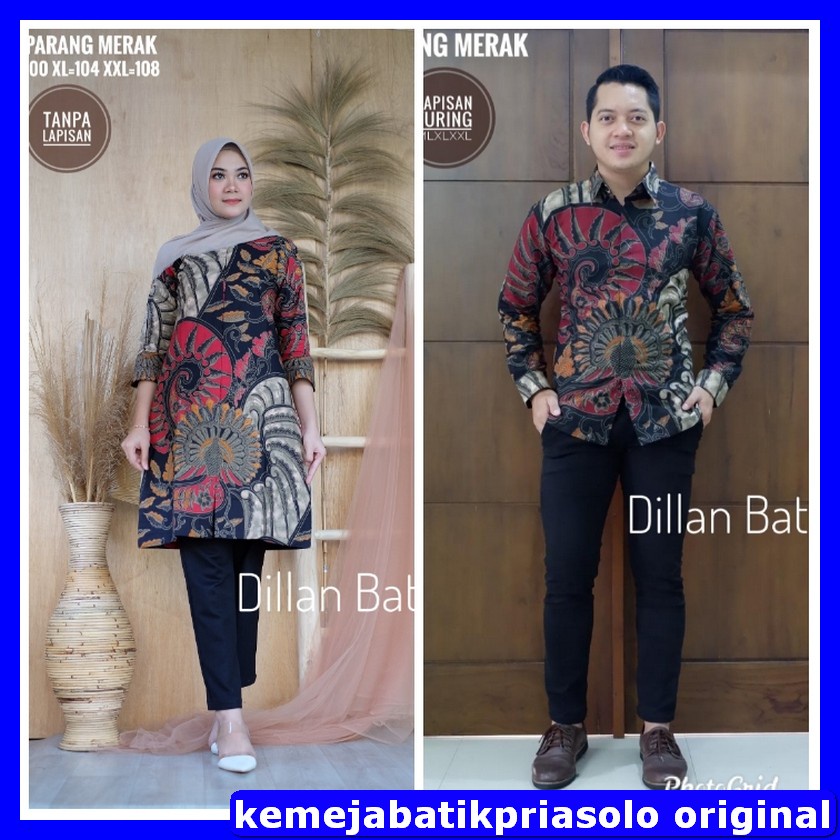 ATASAN PREMIUM KEMEJA BAJU BATIK SOLO PRIA LENGAN PANJANG FULL FURING COUPLE PARANG MERAK DILLAN NAG