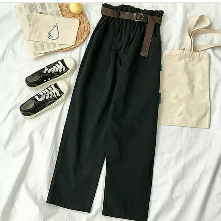 TUMBLER PANTS / Celana Baggy Pant Highwaist Saku Depan Potongan Longgang Outfit Remaja Kekinian