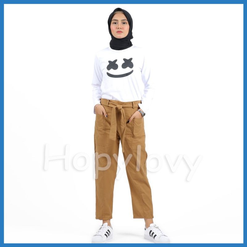 Celana Salur NEW Celana Kulot Wanita Ribbon Big Pocket Indira Celana Import