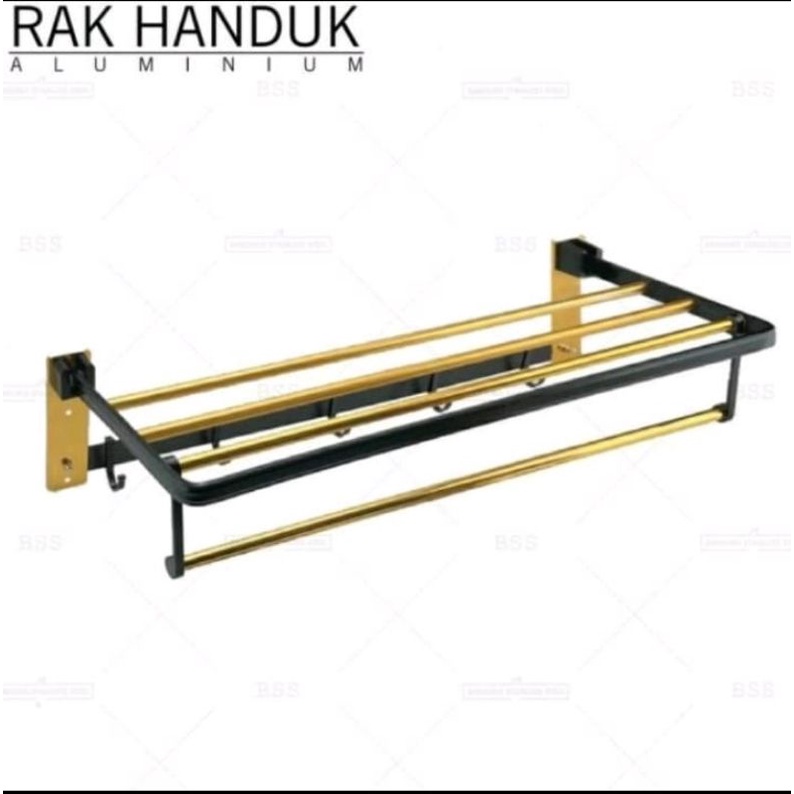 RAK HANDUK MINIMALIS/ GANTUNGAN HANDUK BLACK GOLD/ RAK HANDUK 2 SUSUN