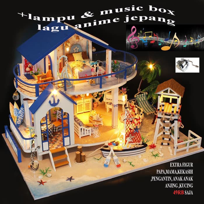 Dollhouse rumah rumahan miniatur DIY roleplay mainan Dollhouse rumah rumahan miniatur DIY roleplay mainan