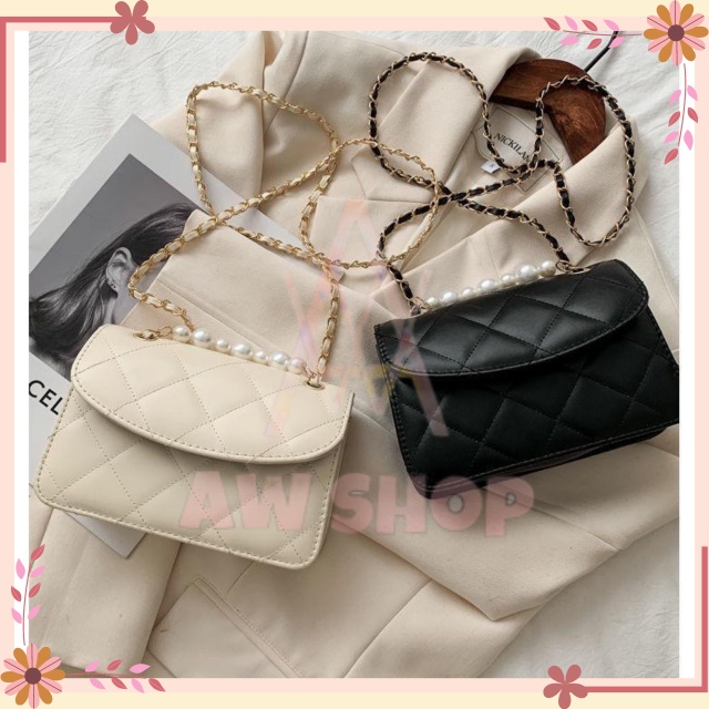 Tas Selempang Wanita Import Tas Korea Kulit Azzura Mutiara Pearl