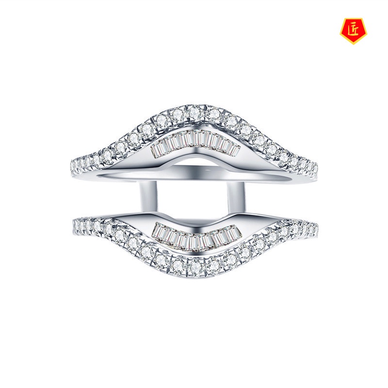 [Ready Stock]S925 Silver T Square Diamond Creative Lip Ring