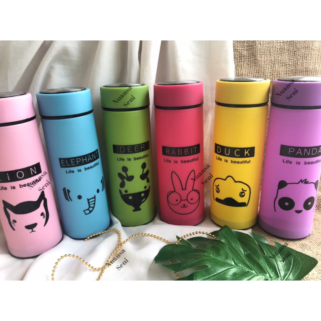 Souvenir Botol Minum 450ml Termos Kaca Botol Motif Animal Botol Tumbler Minum Botol Polos