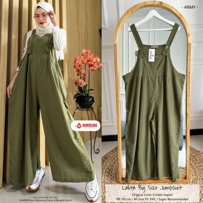 LALITA BIG SIZE JUMPSUIT BY MARVELOUS / JUMPSUIT JUMBO MUSLIMAH / Jumpsuit wanita REKOMENDED