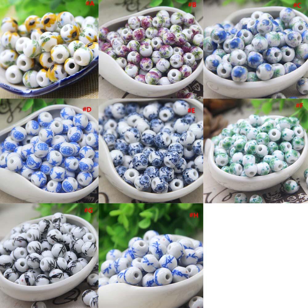 Needway   Manik-Manik Keramik DIY Bulat 10mm 10PCS Untuk Kalung Gelang Temuan Bunga Matahari