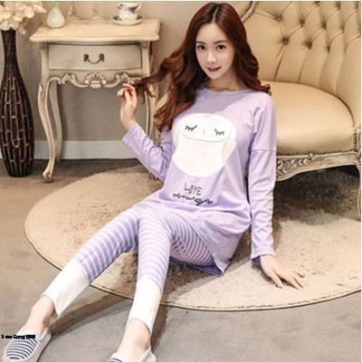 Set Baju Tidur Spandek Piyama Lengan Celana Panjang Import Lucu Cantik 88911