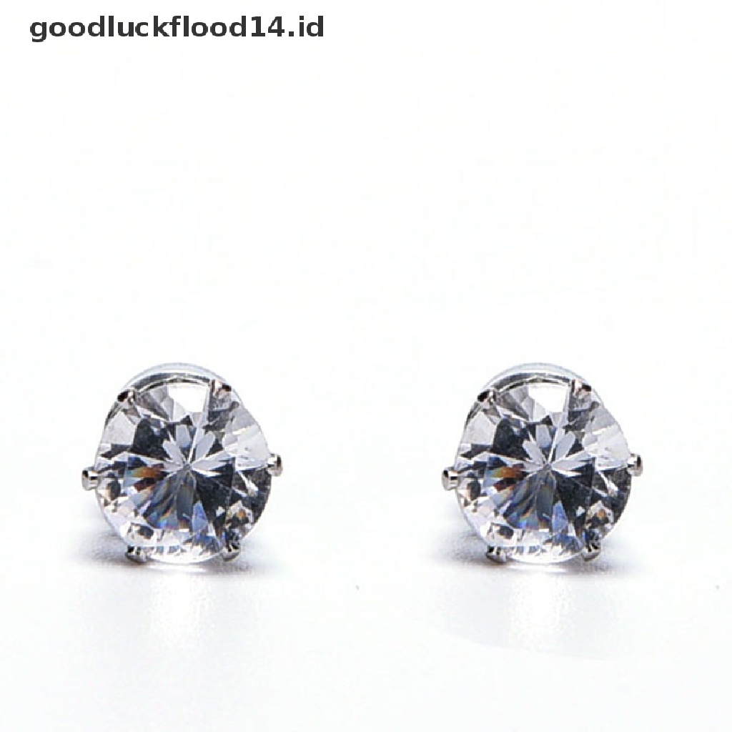 [OOID] 1Pair Stylish Unisex Mens Women Clear/Black Crystal Magnet Earrings Stud Jewelry ID