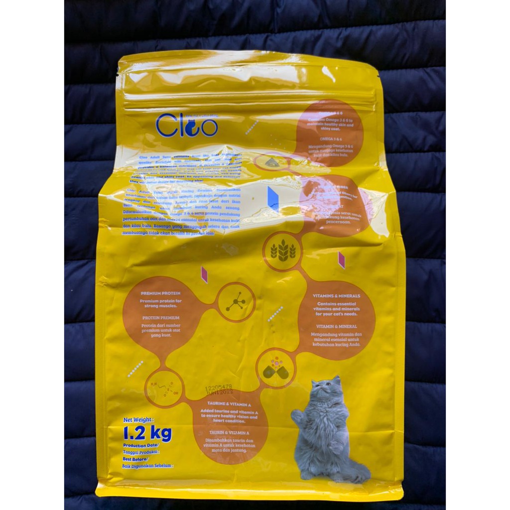 CLEO ADULT Cat Food Fresh Pack 1.2 kg Tuna Flavor (Warna Biru Tua)