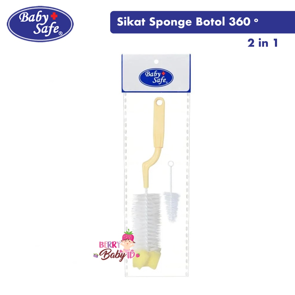 Baby Safe Rotated Bottle Brush With Sponge Sikat Botol Susu Bayi Berry Mart