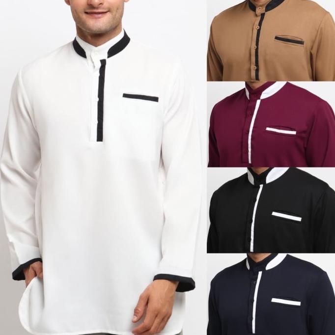 SAVIQ OXFORD baju koko kurta pakistan pria lengan panjang