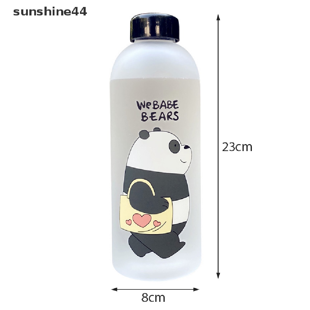 Sunshine 1000ml Botol Minum Plastik Buram Transparan Motif Panda / Beruang Kartun