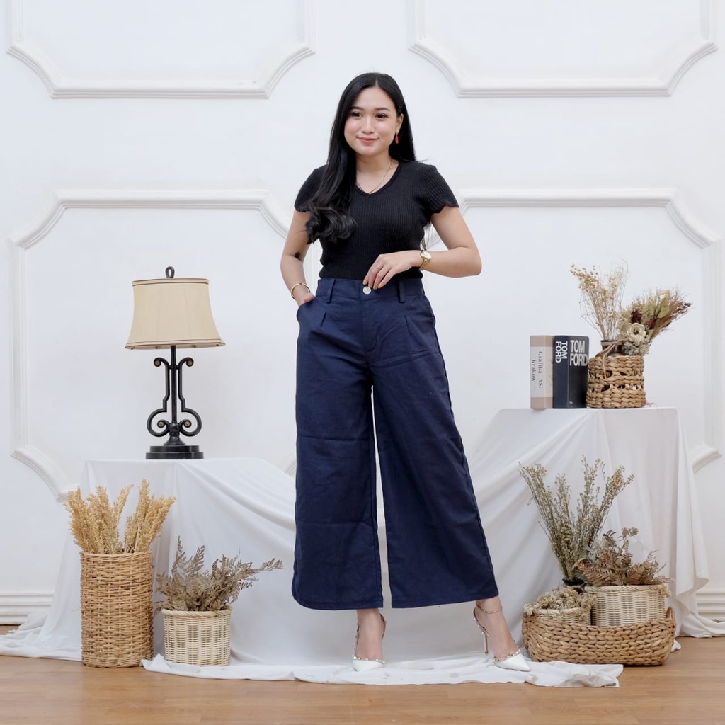 Celana Kulot Linen Wanita Celana Wanita Kulot High Waist Kulot Linen