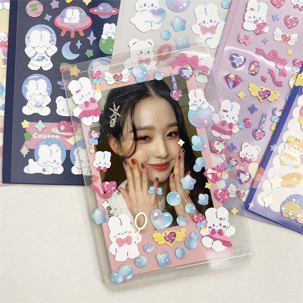 [Elegan] Stiker Dekoratif Kartun Lucu 1lembar Decal Diary Stiker DIY Scrapbooking Kolase Bahan Hewan Kartun Beruang Dekorasi Kertas