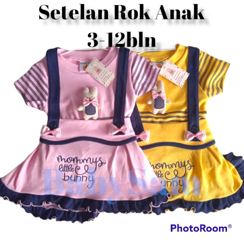 Rok Gantungan Anak Pumpkin Kids Motif Boneka Rabbit || Setelan Anak Perempuan 3-12 Bulan