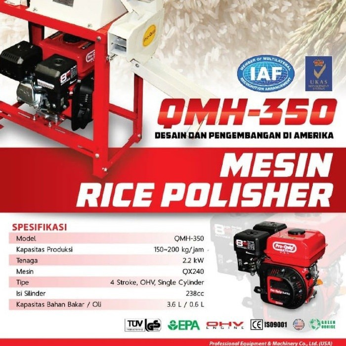 Mesin giling padi ricemill Proquip Qmh 350 tanpa mesin