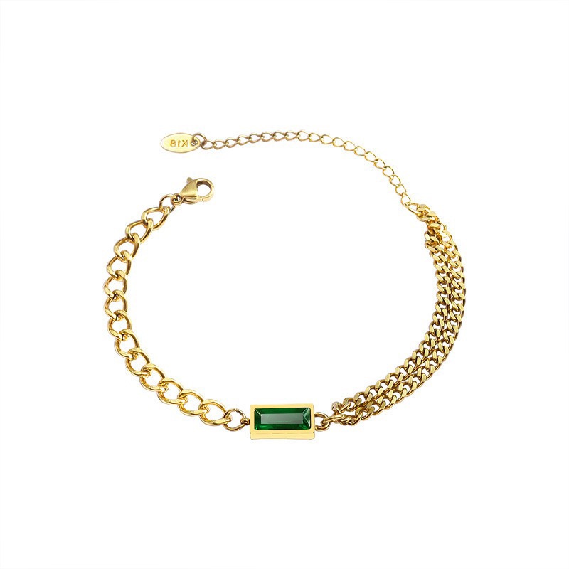 Gelang Kalung Dan Anting 18k Gold Emerald Untuk Wanita