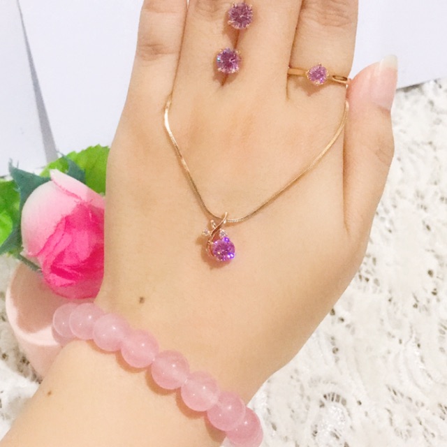 set giok gelang giok asli warna pink 88