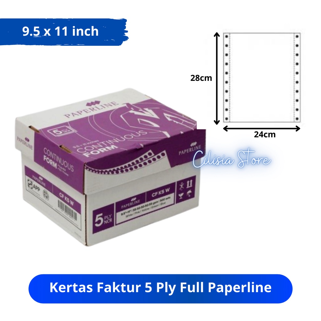 

Kertas Faktur 5 Ply Full Continous Form Paperline 9.5 x 11 inch [Full]
