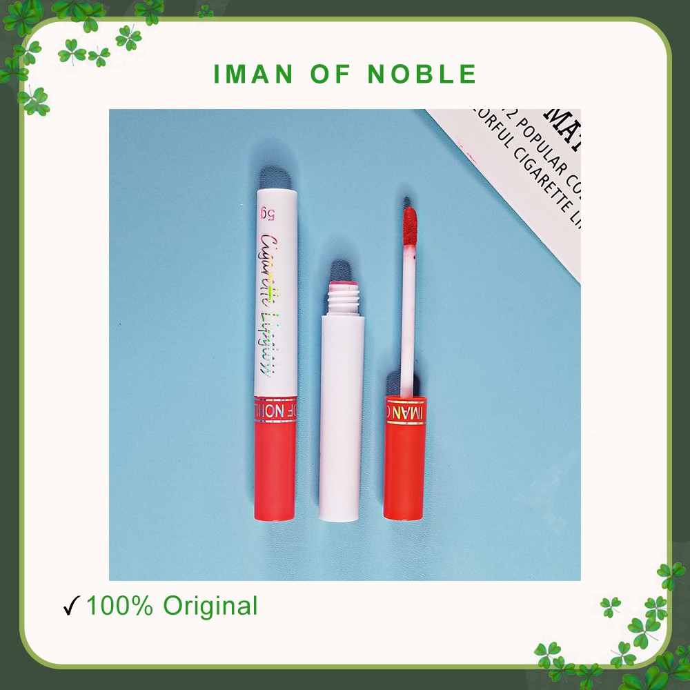 Iman of Noble Lipstik Beludru Matte Tahan Lama Tabung Asap Tahan Air Nude Bibir Merah Kosmetik