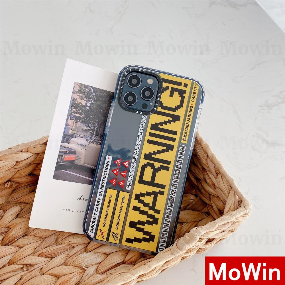 Mowin - Soft Case Tpu Transparan Motif Label Peringatan Untuk Iphone 12 Pro Max Xs Se Max 12 Se 2020 Pro 11 Mini Xr 8 7 7plus 8plus