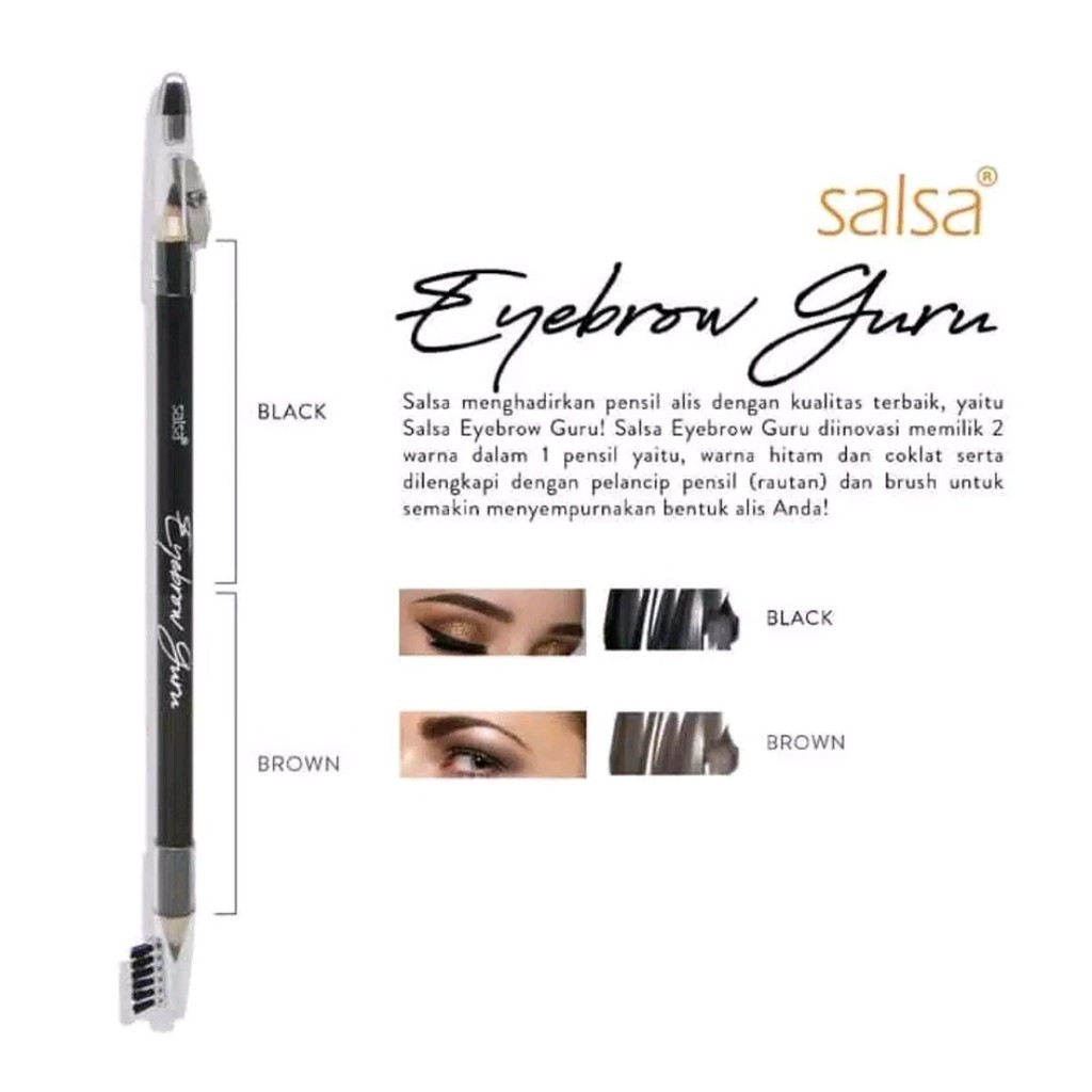 SALSA Eyebrow Guru - Pensil Alis 4in1 (Brown, Black, Serutan, Sikat)