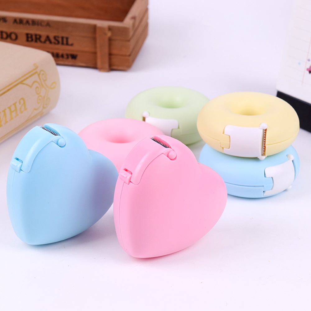 QUINTON Fashion Masking Tape Cutter School Tape Split Tape Cutter Love Heart Tape Storage Organizer Cute Candy Color Paper Stationery Tape Dispenser/Multicolor