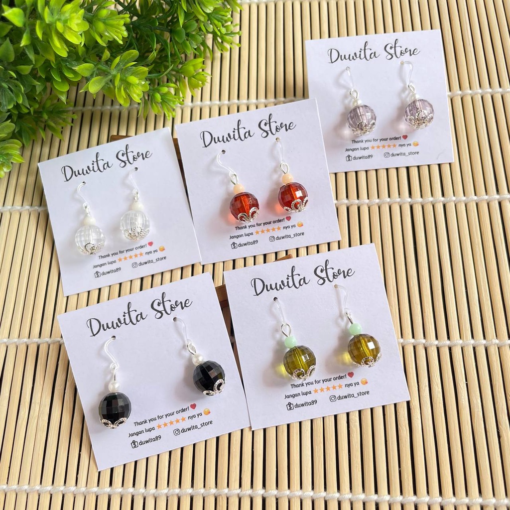 HANDMADE ANTING ANAK DEWASA KAITAN PLASTIK MOTIF MUTIARA BENING