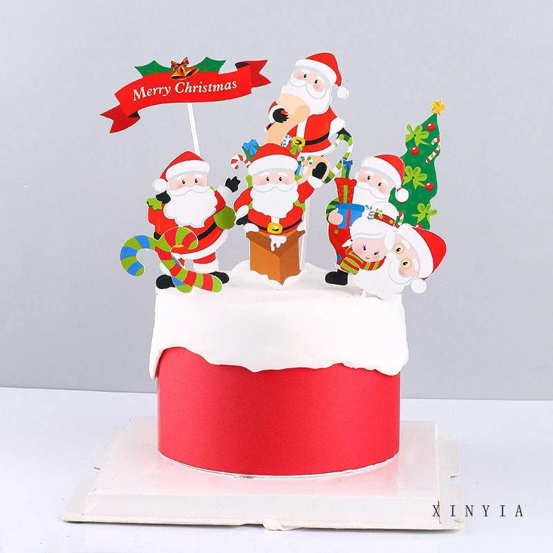 1 Set 7 Styles Topper Kue Desain Merry Christmas Bahan Akrilik Untuk Dekorasi Natal-Won