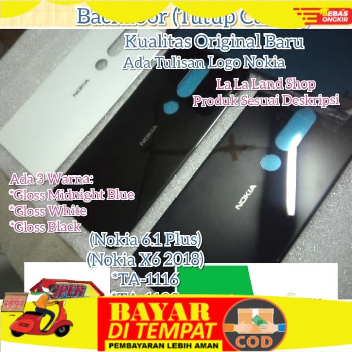 {COD} Backdoor Tutup Casing Belakang Original Nokia 6.1 Plus (Nokia X6 2018) - Hitam