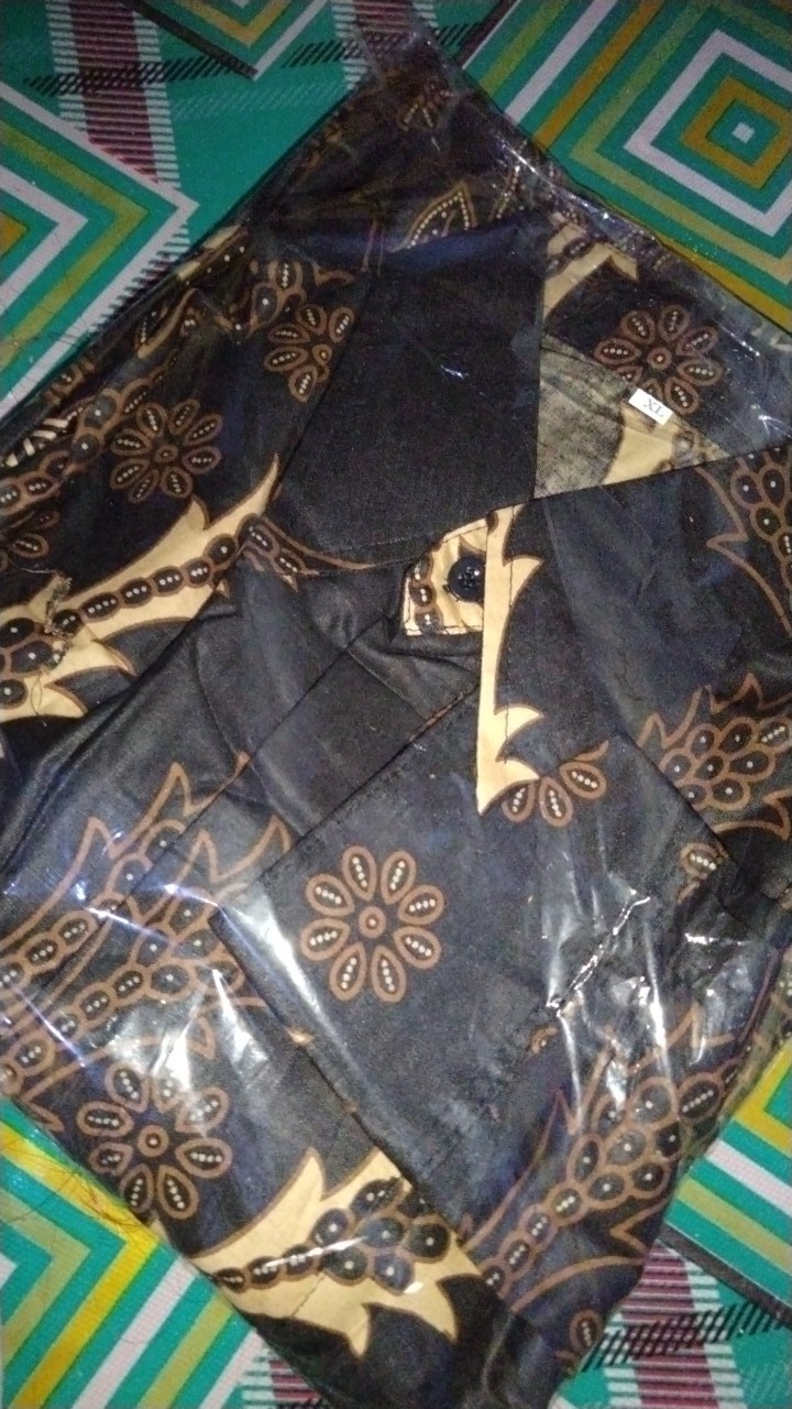 Kemeja Batik Pria Lengan Panjang Size M L Xl Xxl  Bswart Batik Hrb026 Kenongo Hem Panjang Padi
