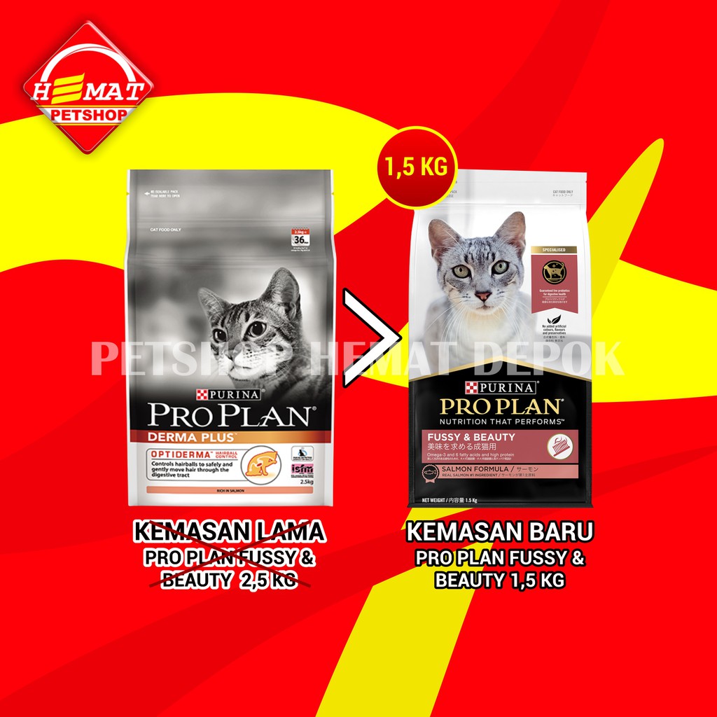 ProPlan Fussy Beauty Adult Makanan Kucing Pro Plan Cat Food Salmon 1.5