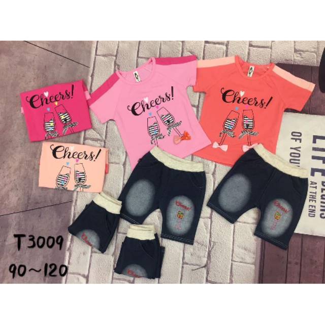 Grosir seri 4 setelan jeans cotton anak import fashion