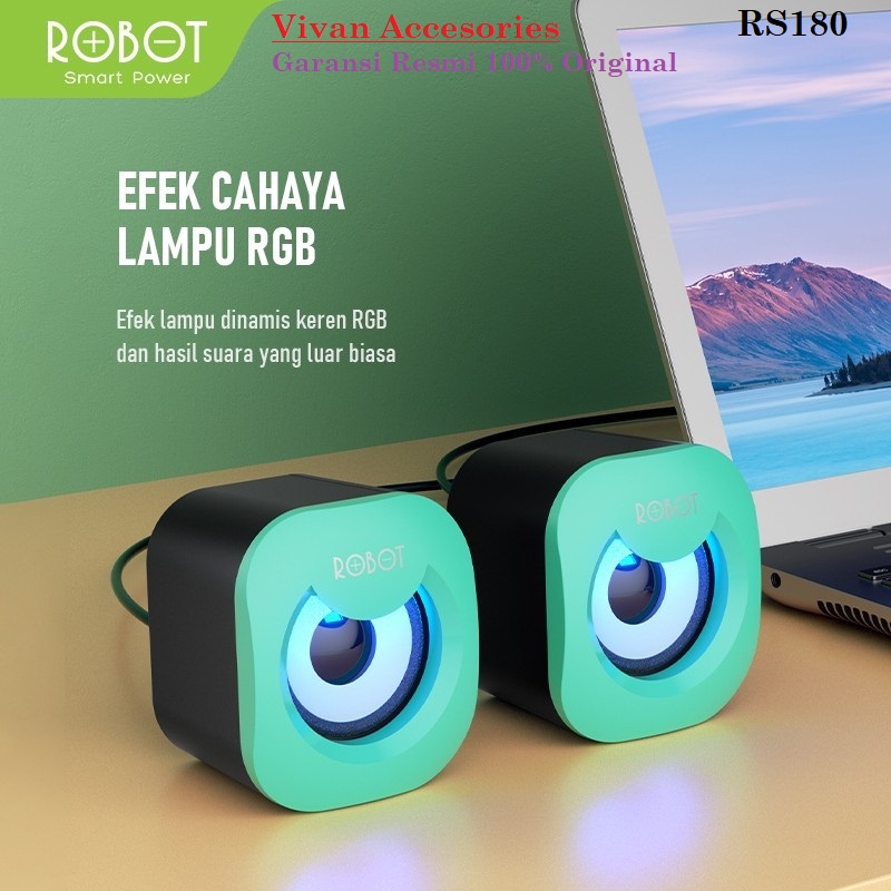 Robot RS180 USB Multimedia Dekstop Speaker Computer Stereo RGB Color