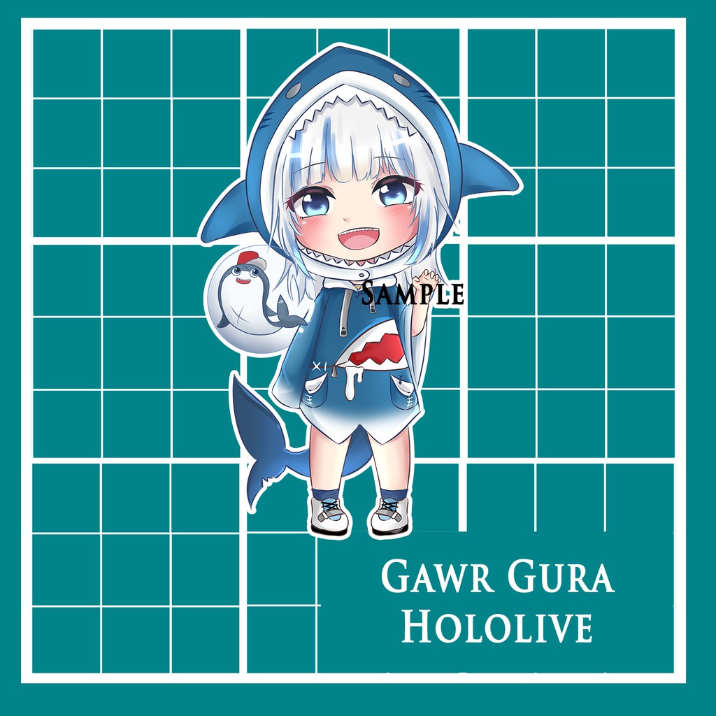 stiker anime gawr gura hololive vtuber