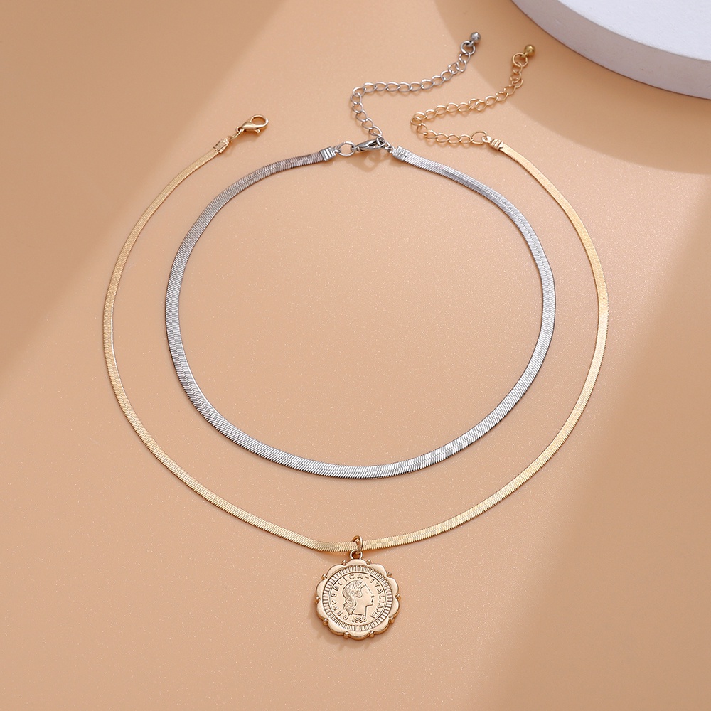2pcs / set Kalung Rantai Ular Multilayer Gaya retro boho Untuk Wanita