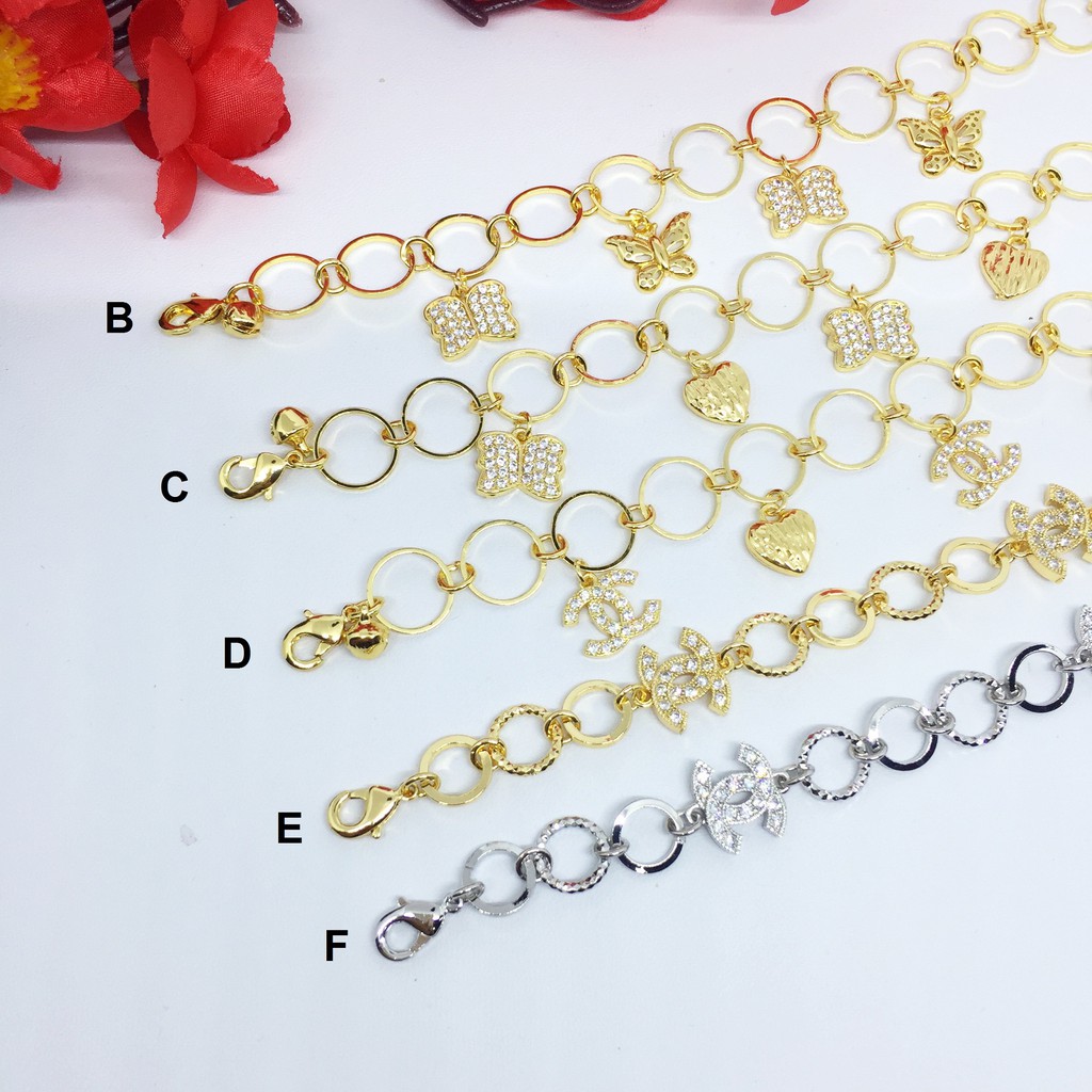 Gelang Xuping Rantai Charm Kupu-Kupu Mata Lapis Emas - BB221