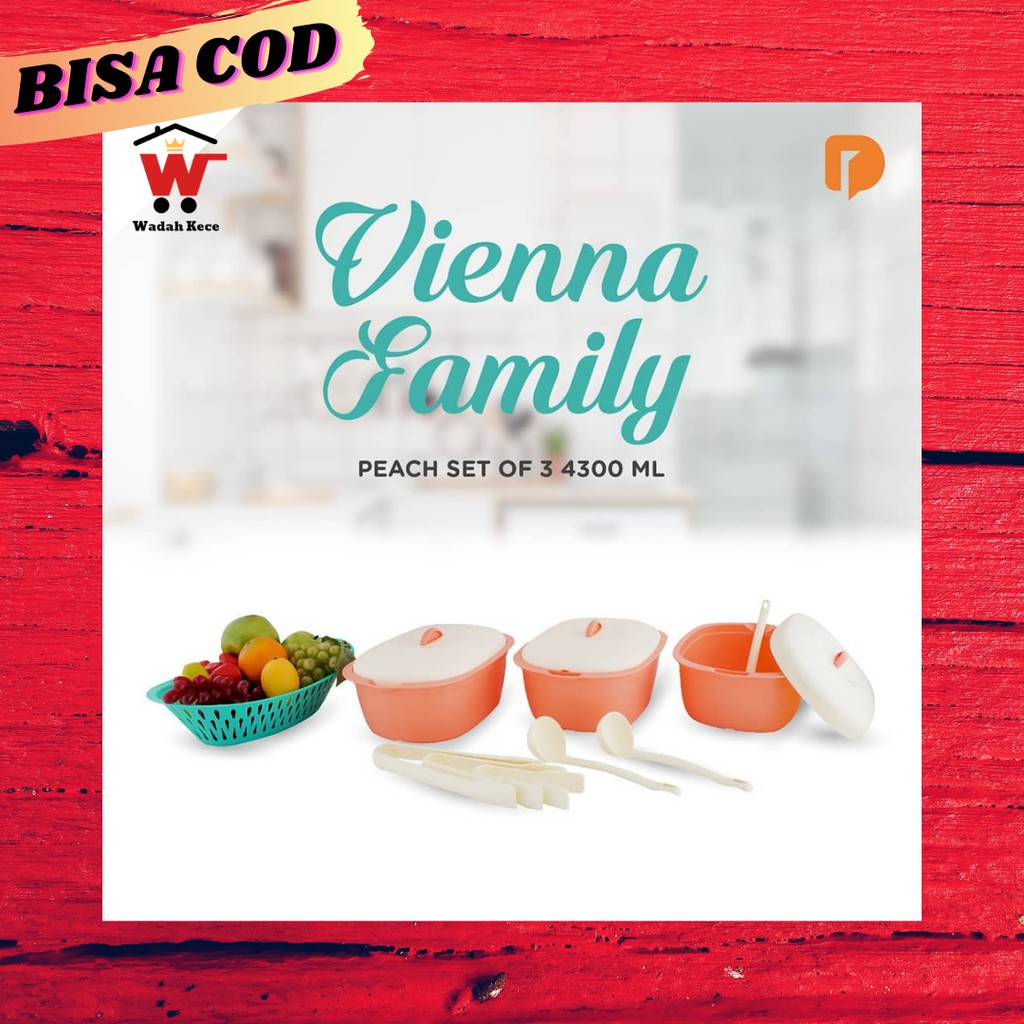 VIENNA FAMILY PEACH SET OF 3 / WADAH MAKANAN / WADAH PLASTIK / STORAGE / WADAH SERBAGUNA